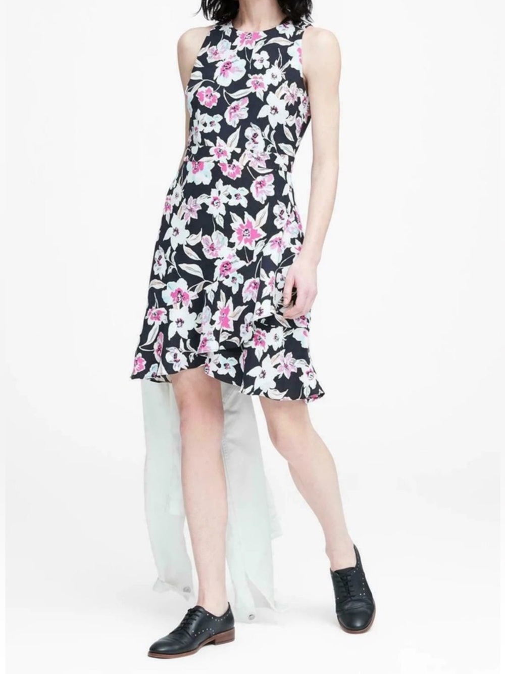 Banana Republic Navy and Cream Floral Dress